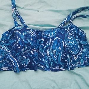 Torrid blue paisley flounce bikini top